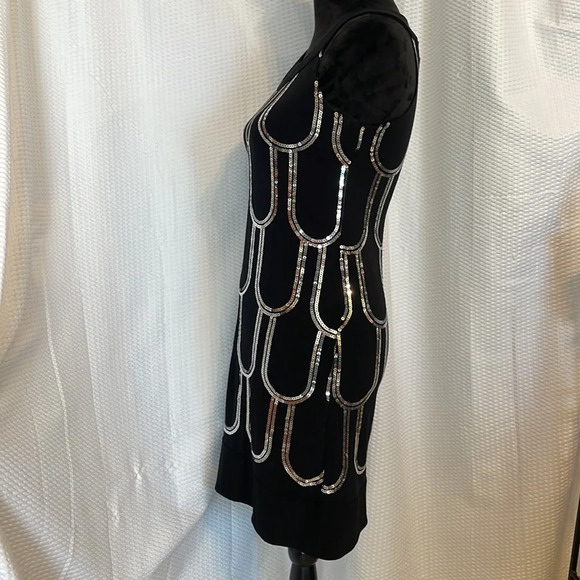 B.Smart black and silver sequined sleeveless dress size 1/2 - Picture 2 of 7